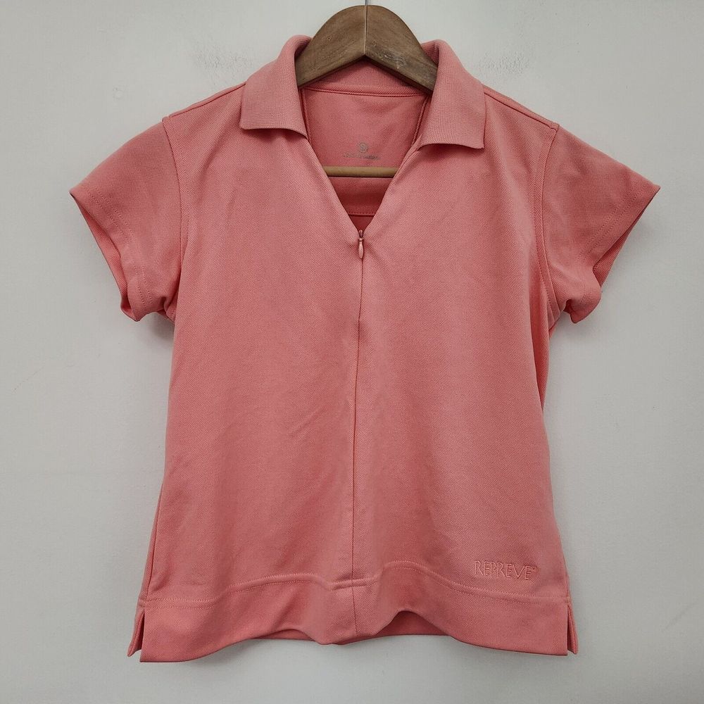 REPREVE Women's Pink Collared Polo Shirt Short Sleeve Size S